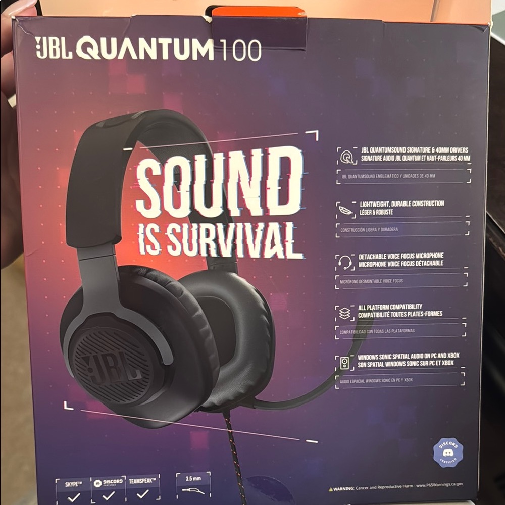 JBL Quantum 100 Over-Ear Headphones